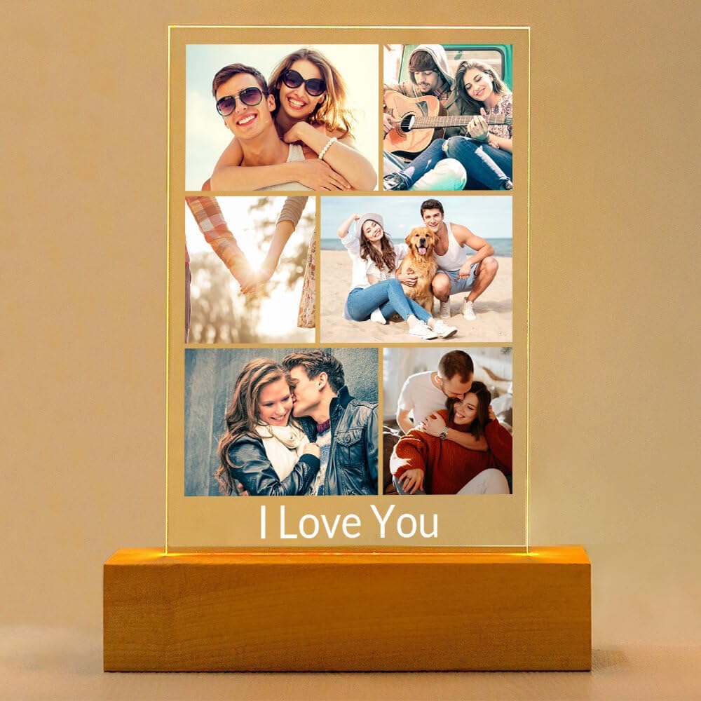 Custom Picture Frames with Photo, Personalized Photo Frame with Night Light, Customized Picture