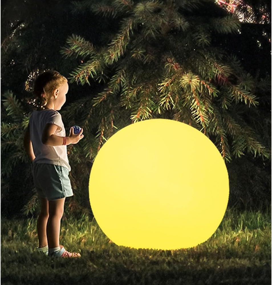 20-in LED Glowing Ball Light, Large Rechargeable LED Globe Orb Light w/Remote, Dimmable RGB Color