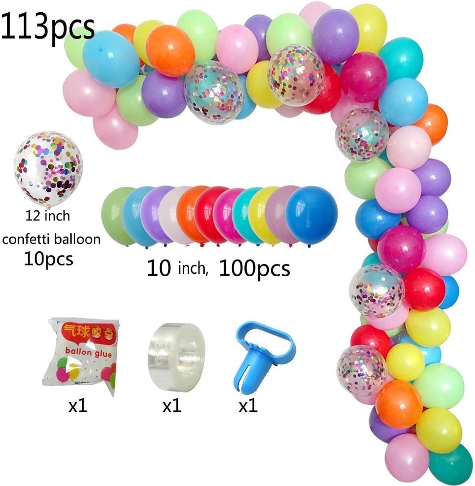 DIY Balloon Arch & Garland Kit, 113Pcs Party Balloons Decoration Set, Colorful Confetti Balloons &