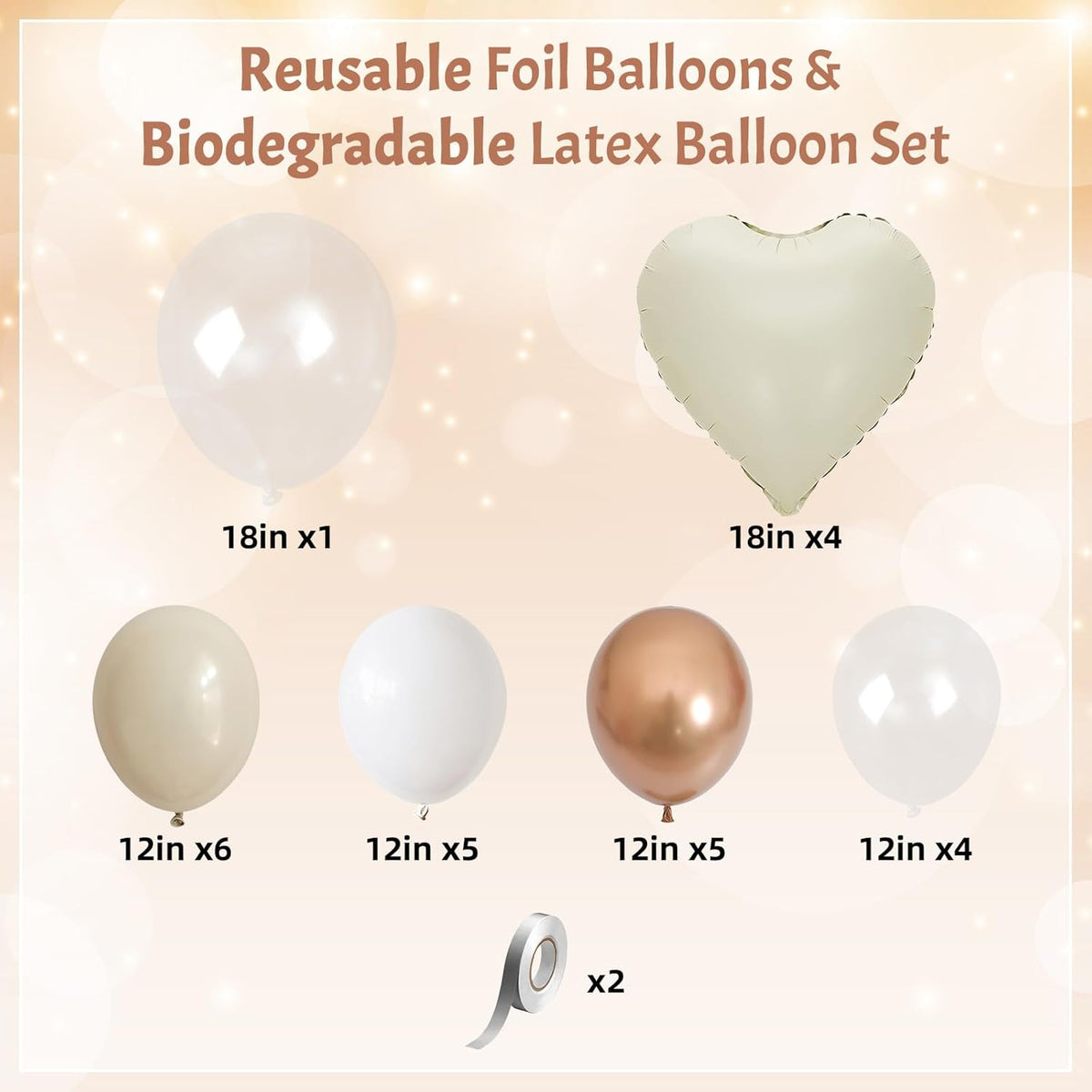 Cream White and Gold Balloons Beige Heart Balloon as Engagement Party Decorations, Metallic