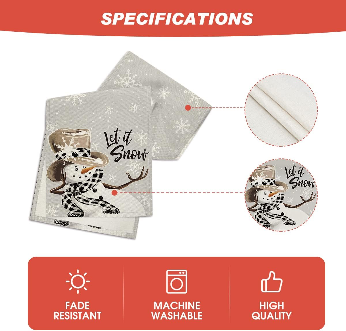 Artoid Mode Grey Snowman Snowflake Let it Snow Christmas Table Runner, Seasonal Winter Kitchen