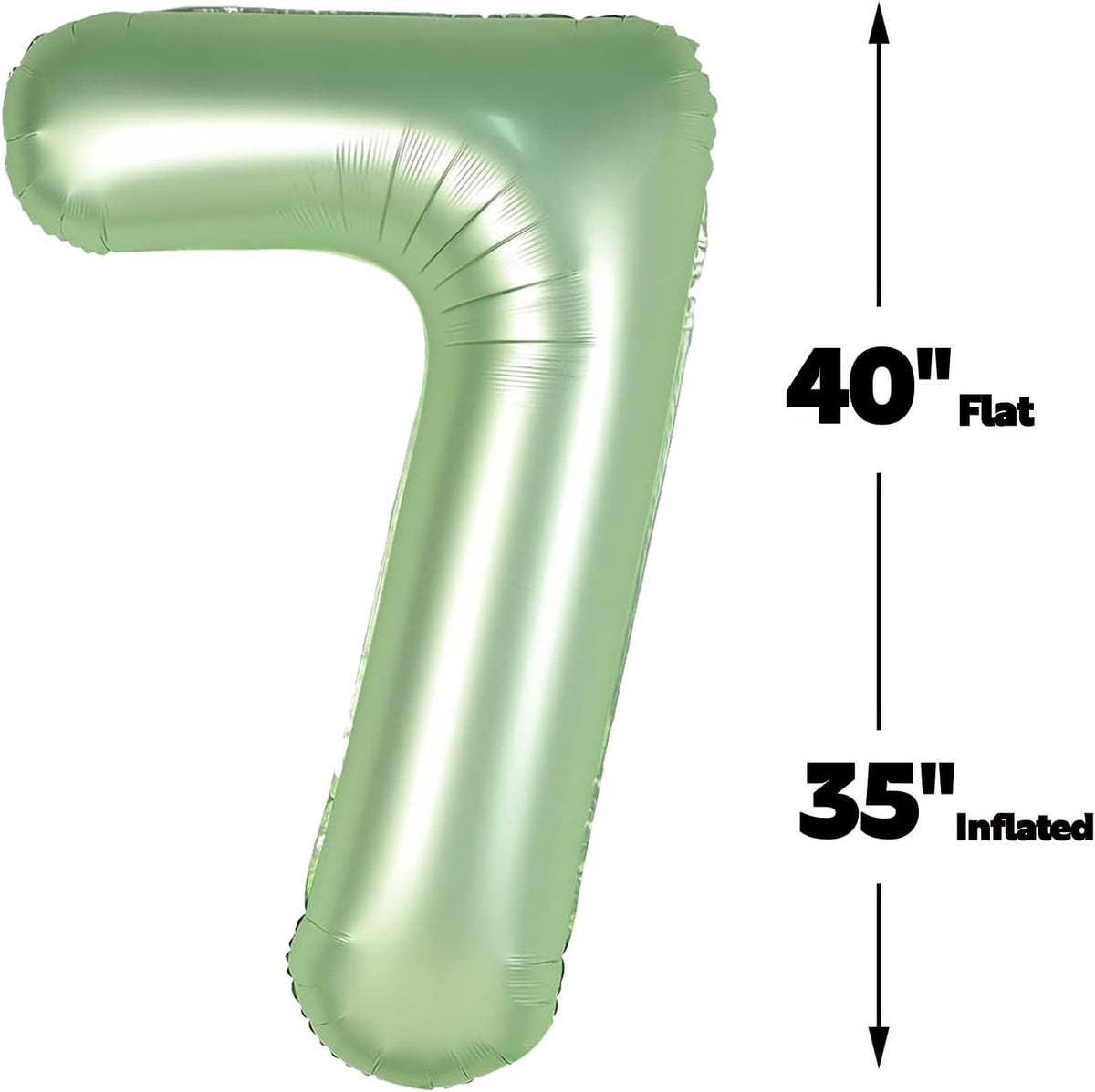 Digital Number 7 Sage Green Birthday Balloon 40 Inch, Foil Balloons for 7 17 27 70 77 Party