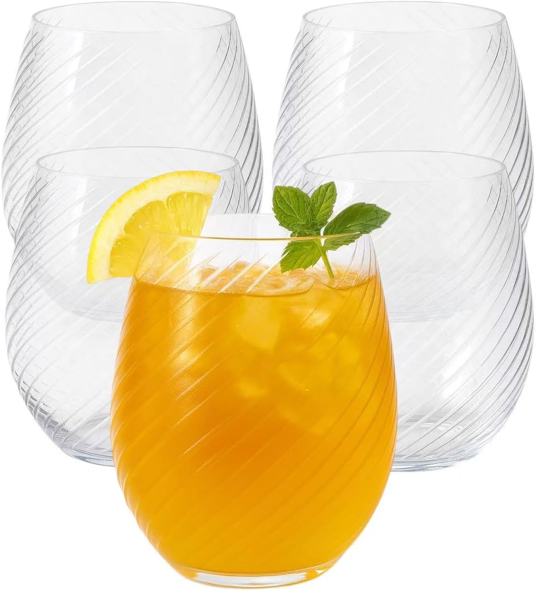 48 Pack Origami Ripple Plastic Glasses 24 9 Ounce Stemless Champagne Flutes & 24 12 Ounce Cups