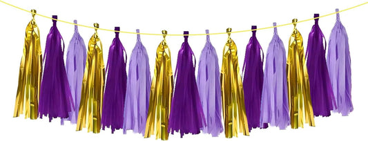 ZOOYOO Shiny Tassel Garland Tissue Paper Tassel Banner Table Decor,DIY Kits for