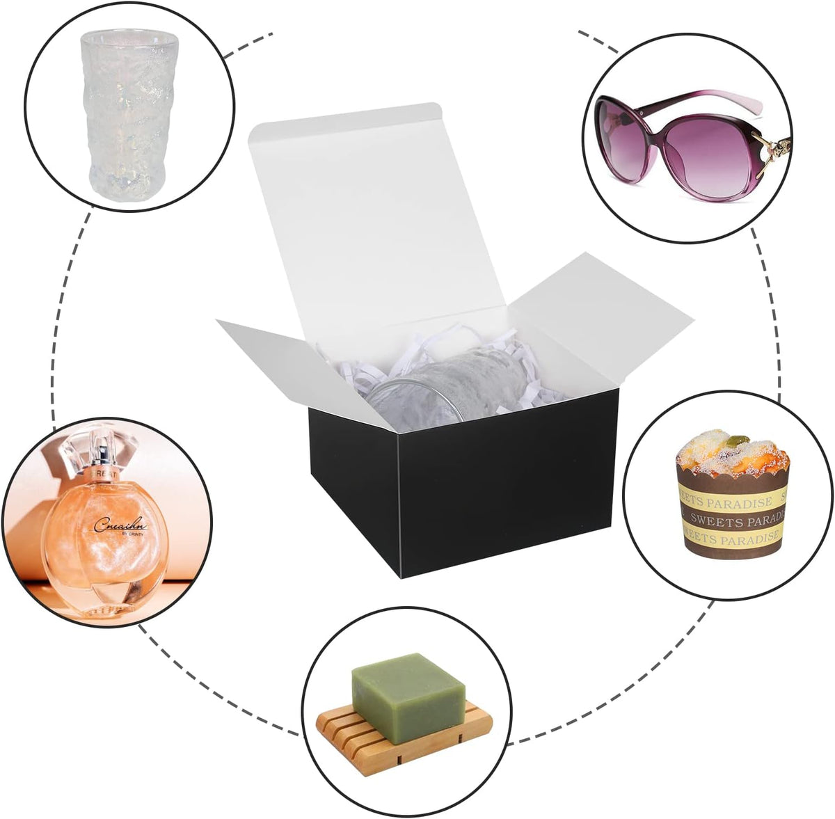 COTOPHER Small Gift Boxes 10 Pack 6x6x4 inches Black Gift Boxes with Lids for Gifts, Crafting