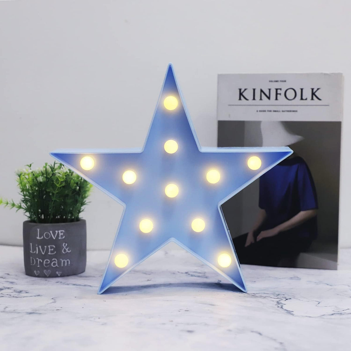 LED Marquee Star Sign Night Light, Battery Operated Star Shaped Desk Table Lamp for Kids, Baby