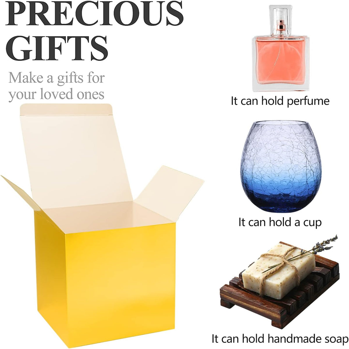 COTOPHER Small Gift Boxes 25 Pack 5x5x5 inches Gold Gift Boxes with Lids for Gifts, Crafting