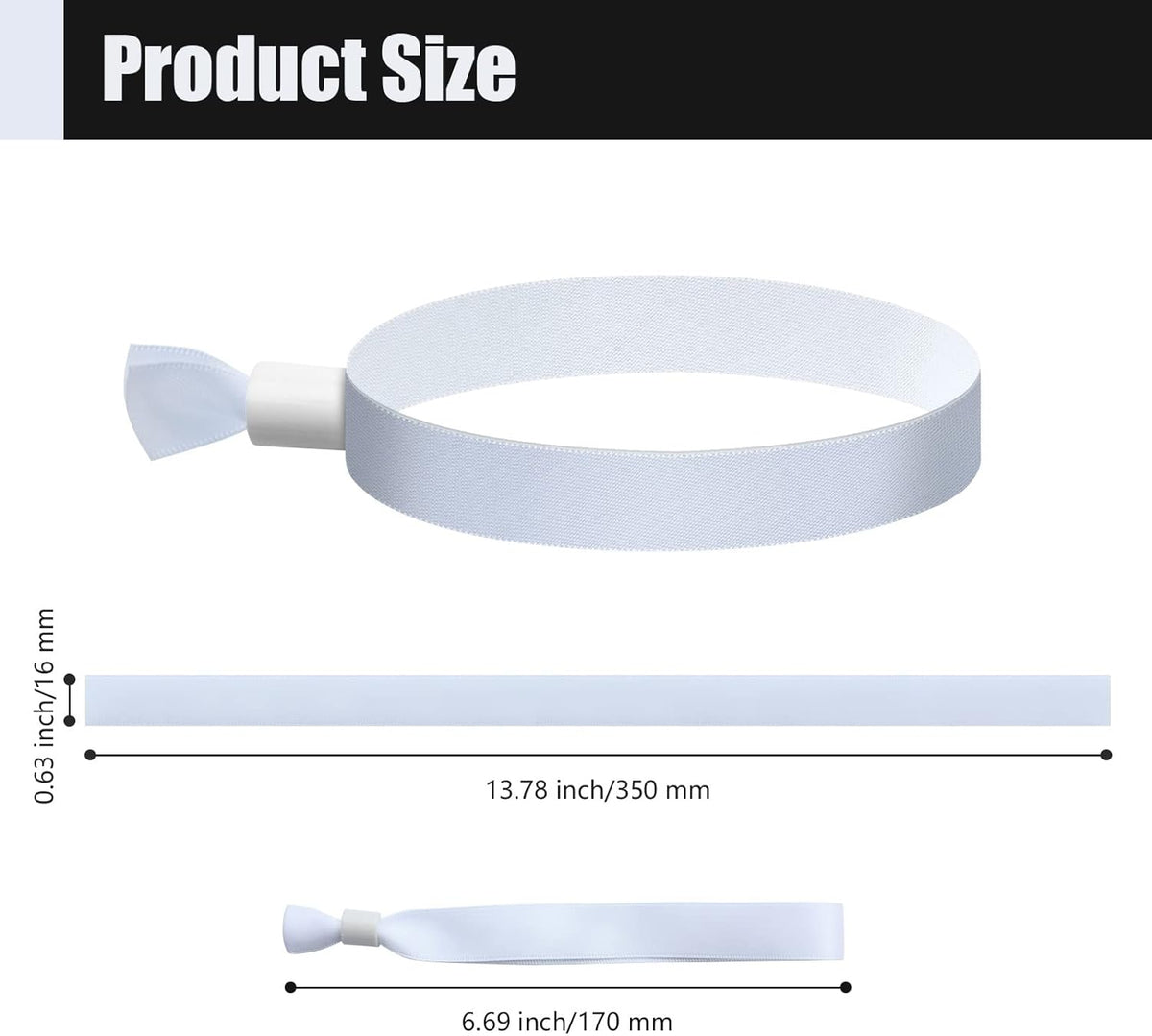 Green-Power America 100 Pcs Cloth Event Wristbands, Event Wristbands, Colored Wrist Bands for