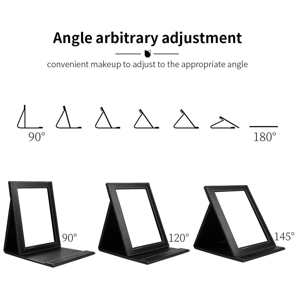 DUcare Folding Mirror Portable Travel PU Portable Adjustable Rectangular Ultrathin Vanity Mirror