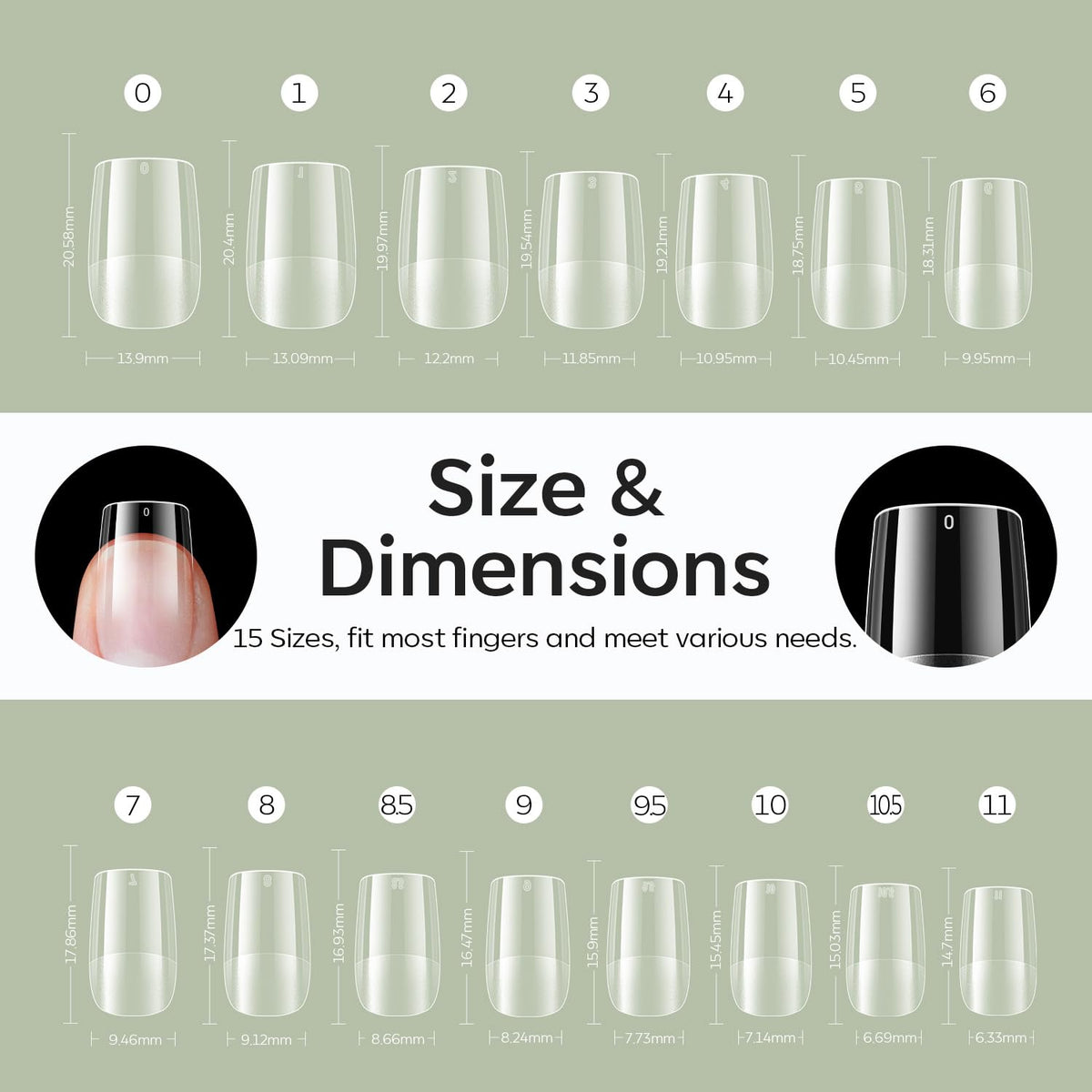 Modelones Short Square Fake Nail Tips - 510Pcs Gel Tips Pre-shaped Half Matte Full Cover Clear