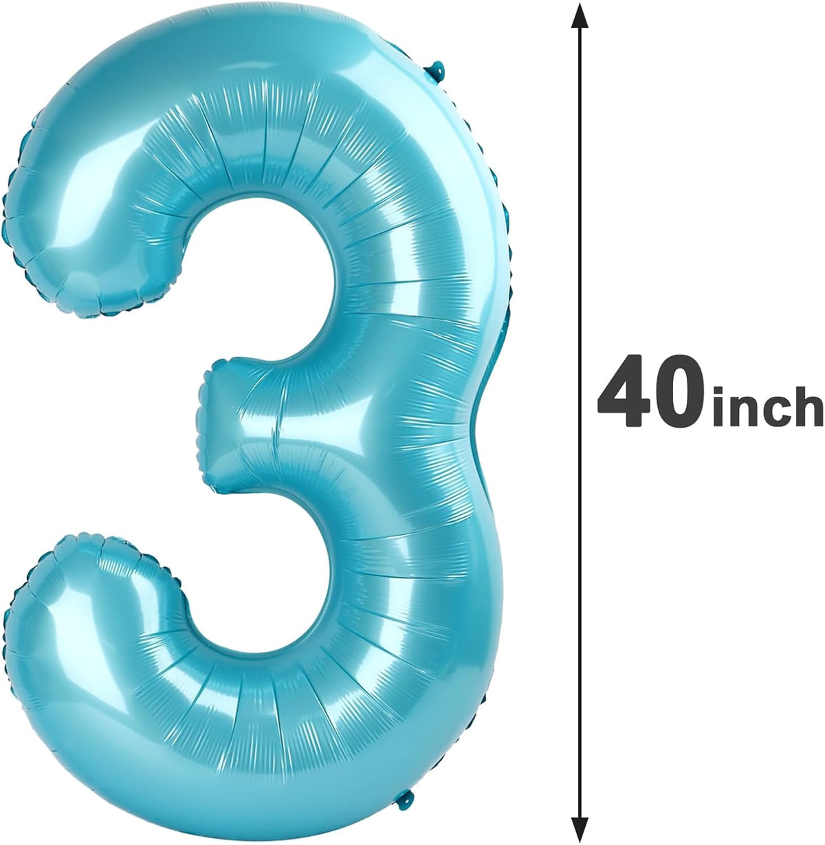 Pearl Blue 3 Number Balloon, 40 Inch 3 Large Number Balloon, 3 13 23 30 33 36 38 Pearl Blue