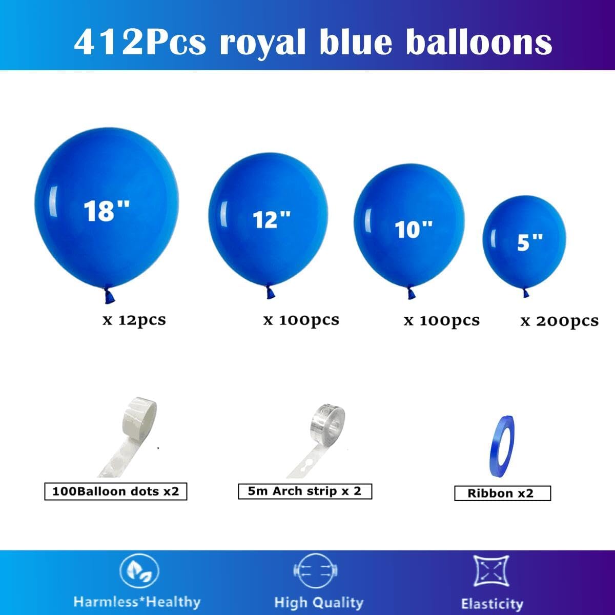 412pcs Royal Blue Balloons 18 12 10 5 Inch Blue Balloon Garland Arch Kit Different Sizes Matte