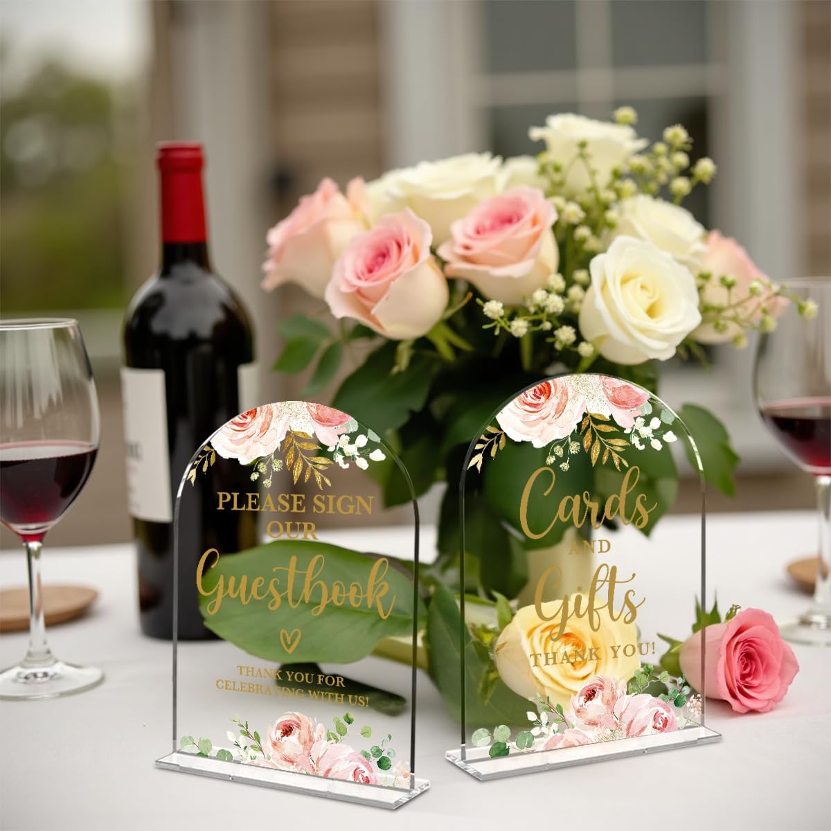 2 Pcs Acrylic Wedding Signs for Reception, Bridal Shower Decorations, Cards and Gifts Signs, Guest
