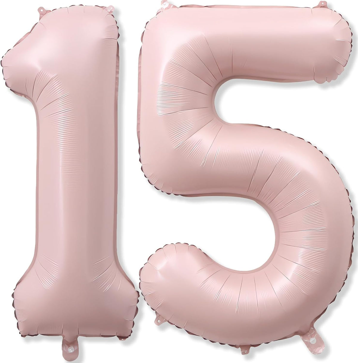 Light Pink Sweet 15th Birthday Balloon for Girls, 40 Inch Self Inflating Mylar Number 15 Balloons