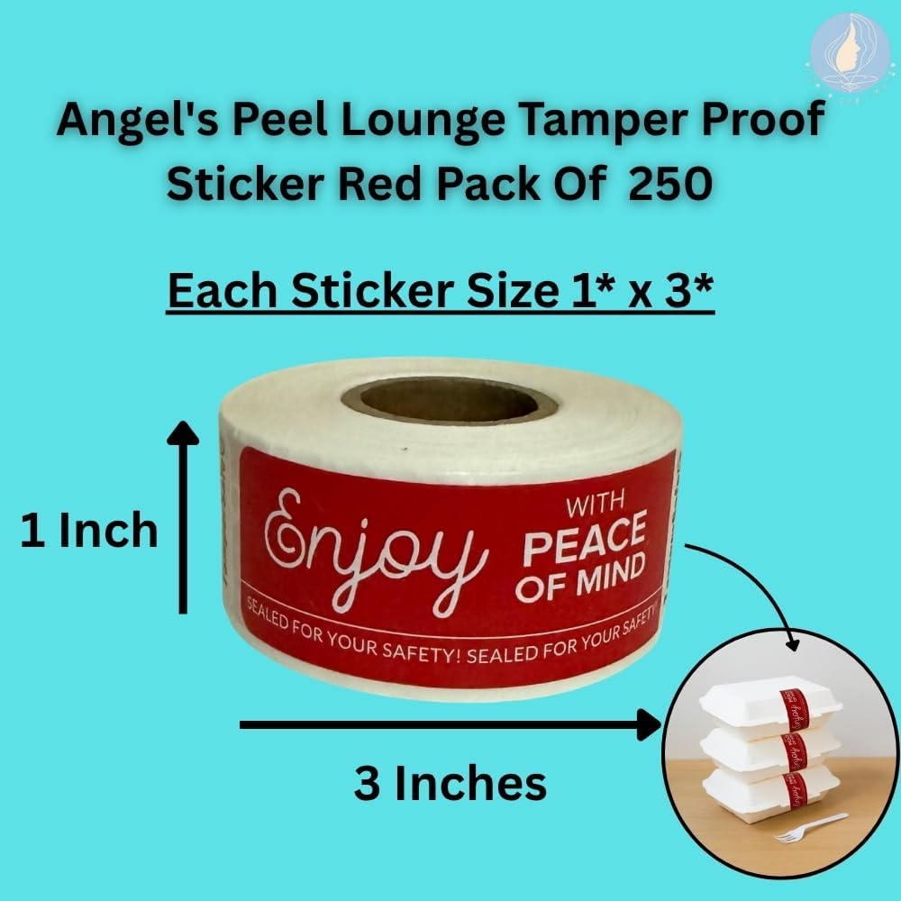 Angel's Peel Lounge Tamper Proof Stickers Roll — Tamper Evident Stickers for Takeout Containers