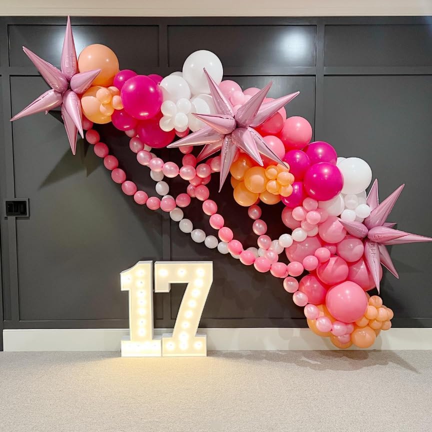 3pcs 26inch 3D Explosion Star foil balloon, Candy Pink Foil Cone star burst Balloons for Birthday