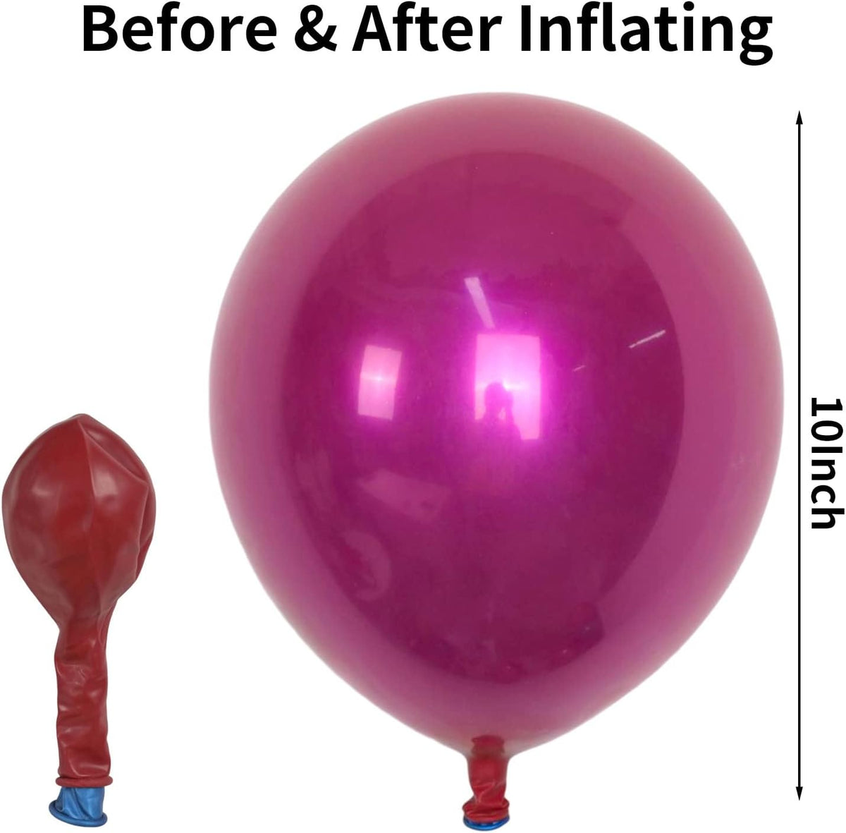 Chrome Fuchsia Balloons, 50 PCS 10 Inch Double-Layered Metallic Fuchsia Pink Balloons, Shiny Thick