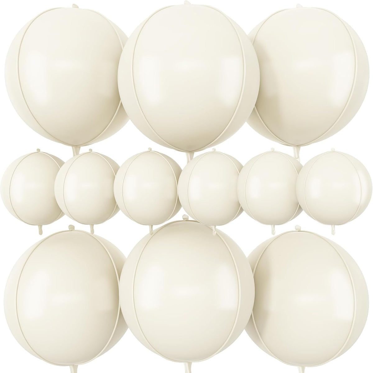 12Pcs Cream White Round Foil Balloons, 22" 10" 4D Helium 4D Mylar Ivory Balloon, Beige Big Foil