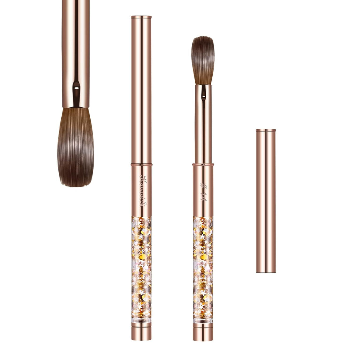 Acrylic Nail Brush Size 14,KEMEISI 100% Pure Kolinsky Nail Art Brushes Sturdy Handle Oval Shaped