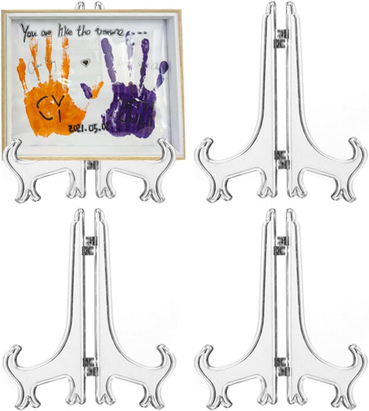 4 Pack 12 Inch Clear Plastic Easels or Stand/Plate Holders to Display Pictures or Other Items at