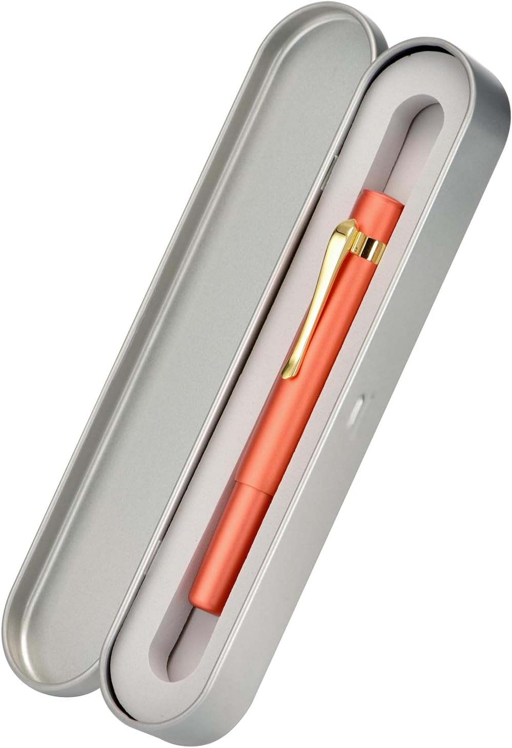 Hongdian M2 Mini Fountain Pen with Bent Nib, Sleek Shape Aluminium Short Pocket Travel Pen (Orange