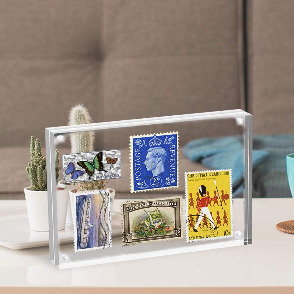 HELPLEX Acrylic Frames, 2 Pack 8x10, 24mm Thicker Frameless Clear Frame, Double Sided Magnetic