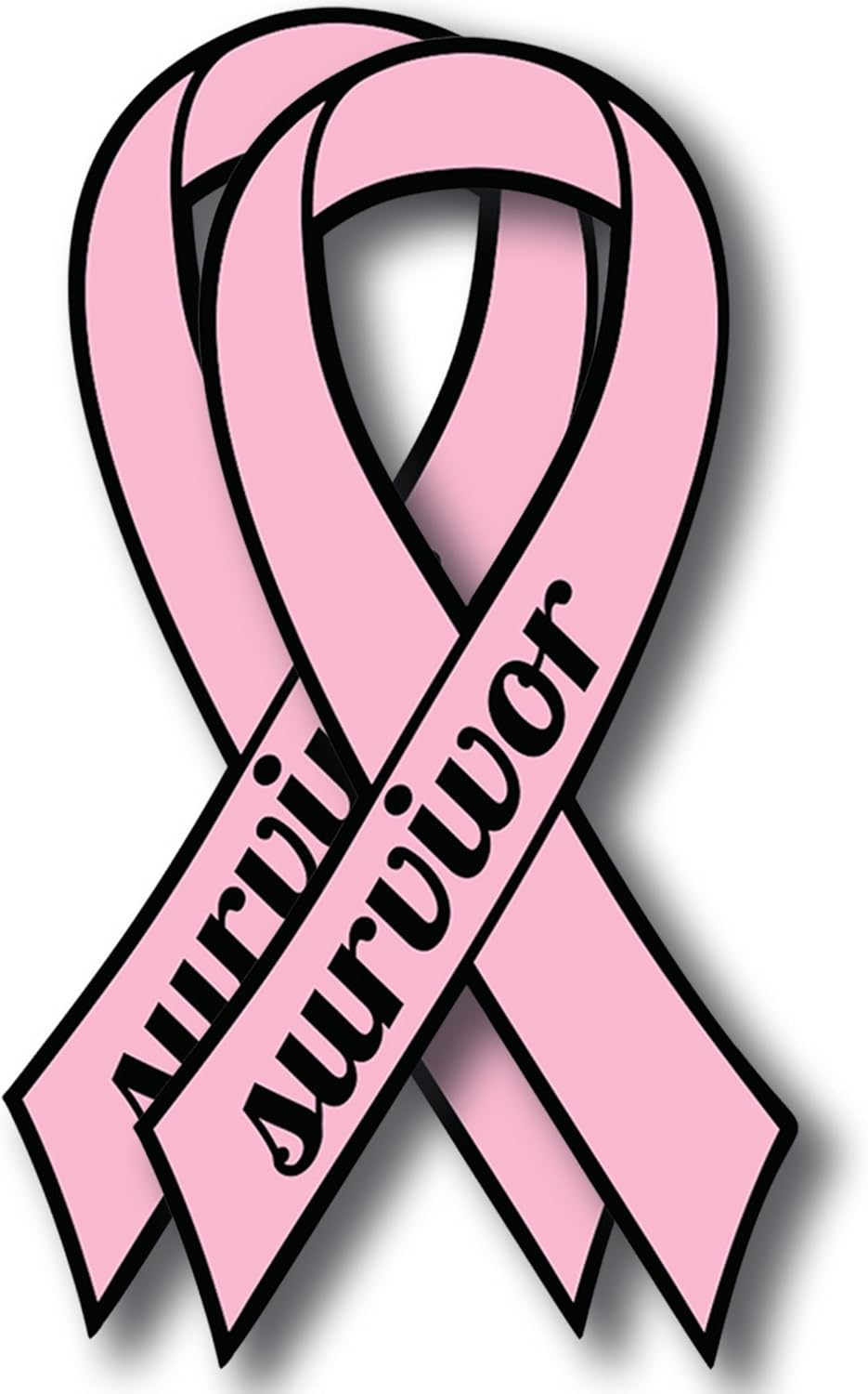 Magnet Me Up Breast Cancer Survivor Pink Ribbon Magnet Decal - 3.5x7 Inches, 2 Pack, Automotive
