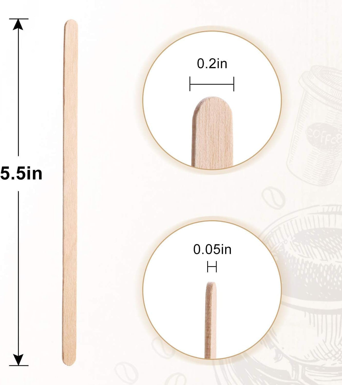 Wooden Coffee Stirrers, Thick Birch 5.5 Inches 1000PCS Disposable Coffee Stirrers Stir Sticks for