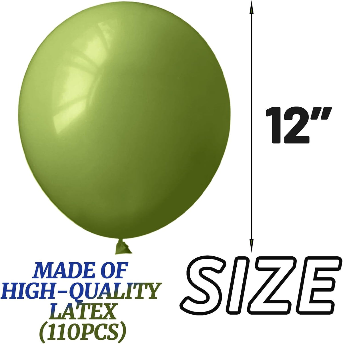 110pcs Olive Green Balloon 12 Inch, Olive Green Latex Balloons for Birthday Party Baby Shower