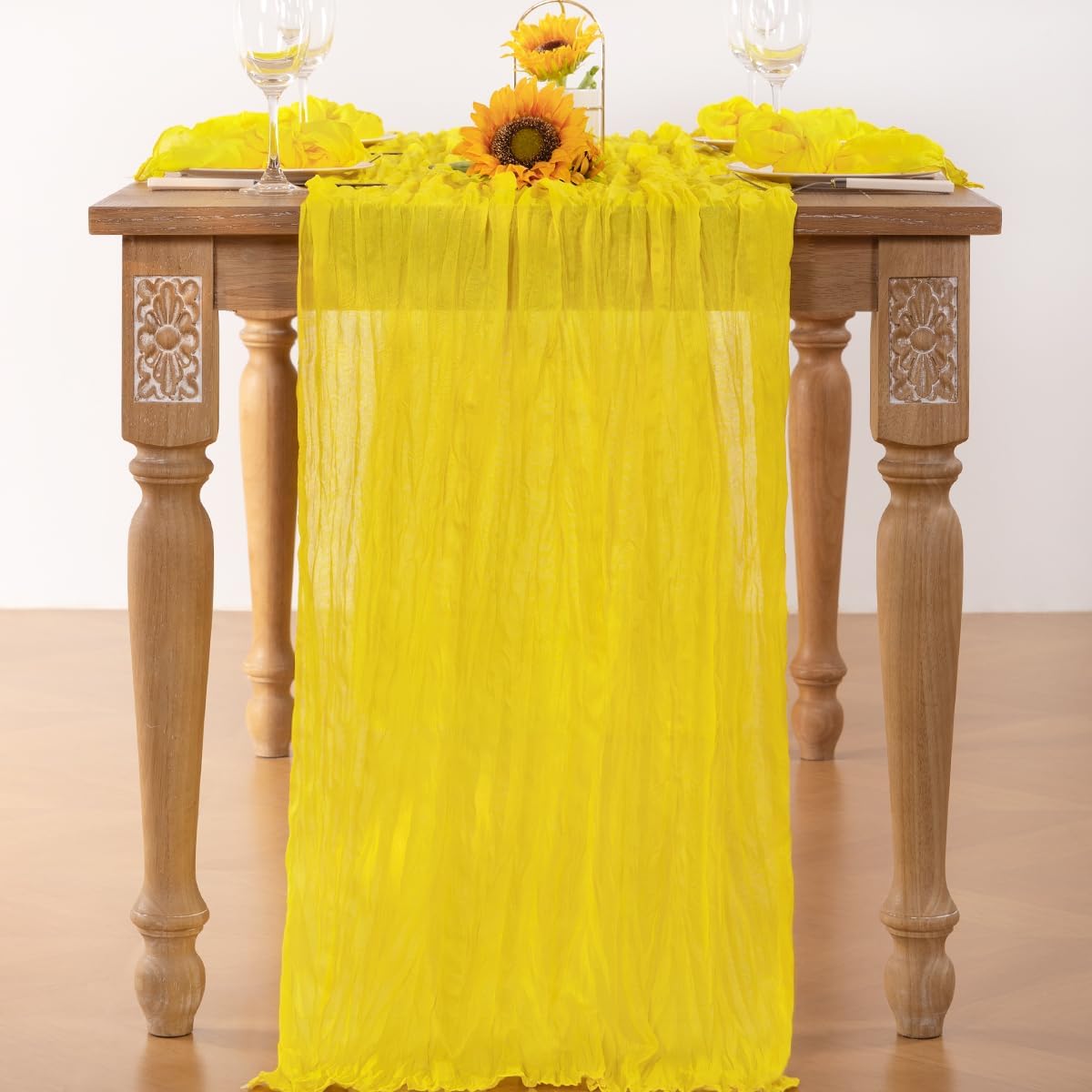Lemon Yellow Cheesecloth Table Runner 4 Pack Fall Table Runners Boho Gauze 120 Inches Yellow Cheese