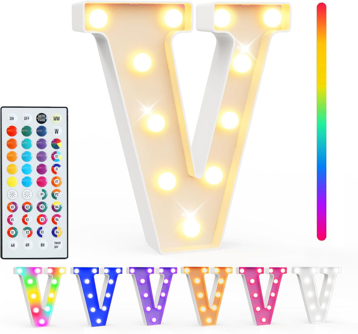 Pooqla Colorful Light Up Letters with Remote, Upgraded 35 Colors LED Marquee Letters, RGB Lighted
