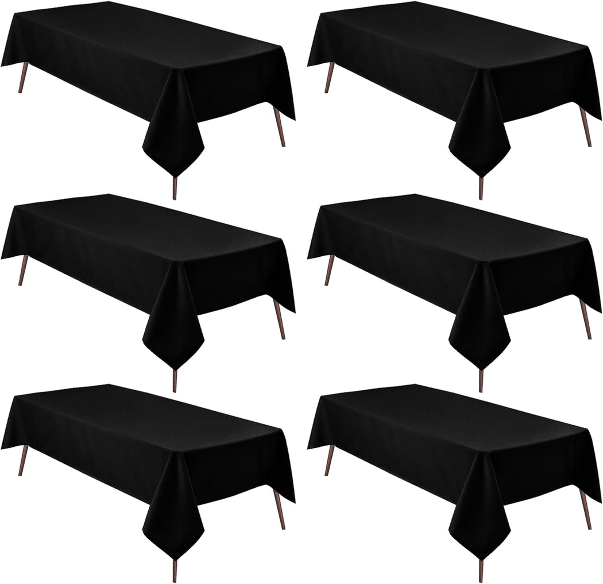 Hiasan 6 Pack Black Tablecloth 54 x 80 Inch, Rectangle 4 Feet Table Cloth - Waterproof and Wrinklr
