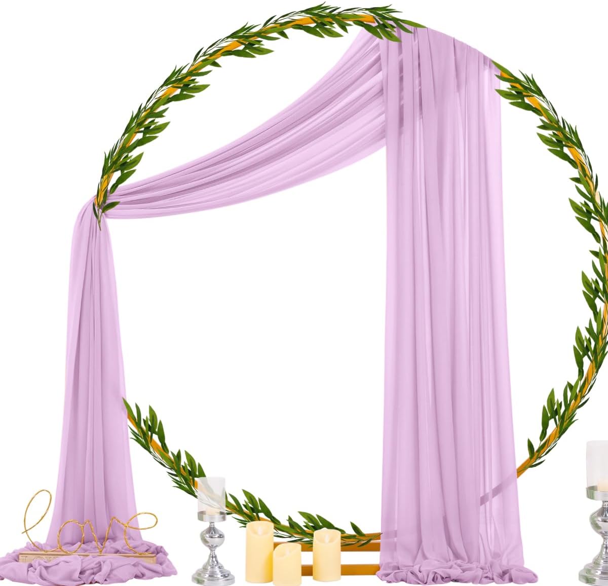 Socomi Lilac Purple Wedding Arch Draping Fabric 29" x 20Ft 1 Panel Sheer Outdoor Curtain Drapes