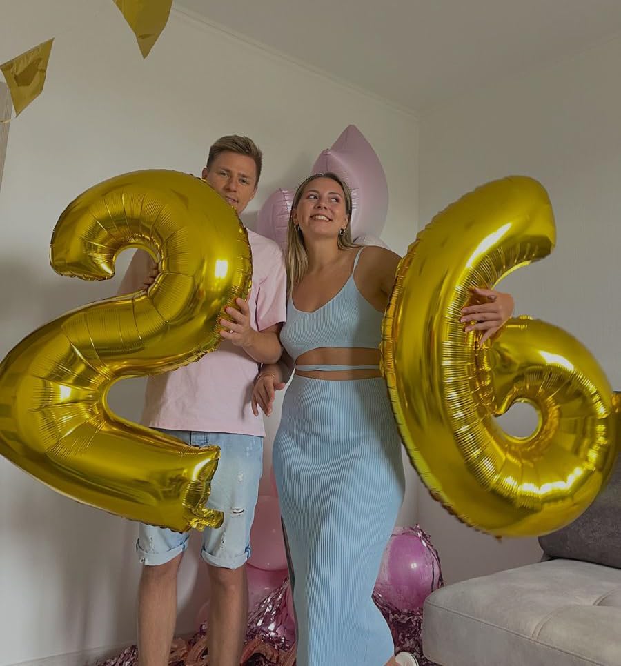 40 Inch Number Balloons Gold 7 Balloons, 7 Birthday Baby Girl Boy 7 17 27 37 Birthday, Birthday