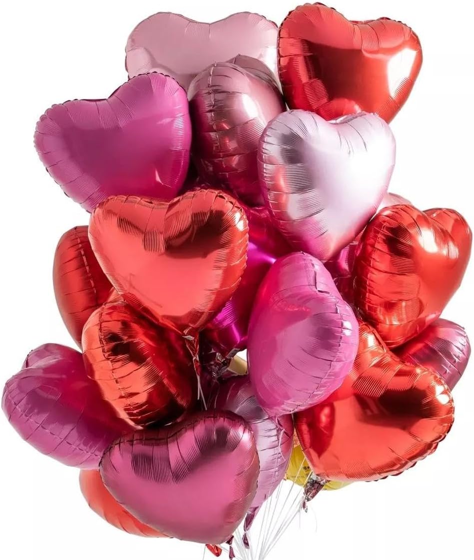 Pink Heart Shaped balloons Pack of 12,18 Inch Love Valentine Balloons Heart Romantic Balloons For