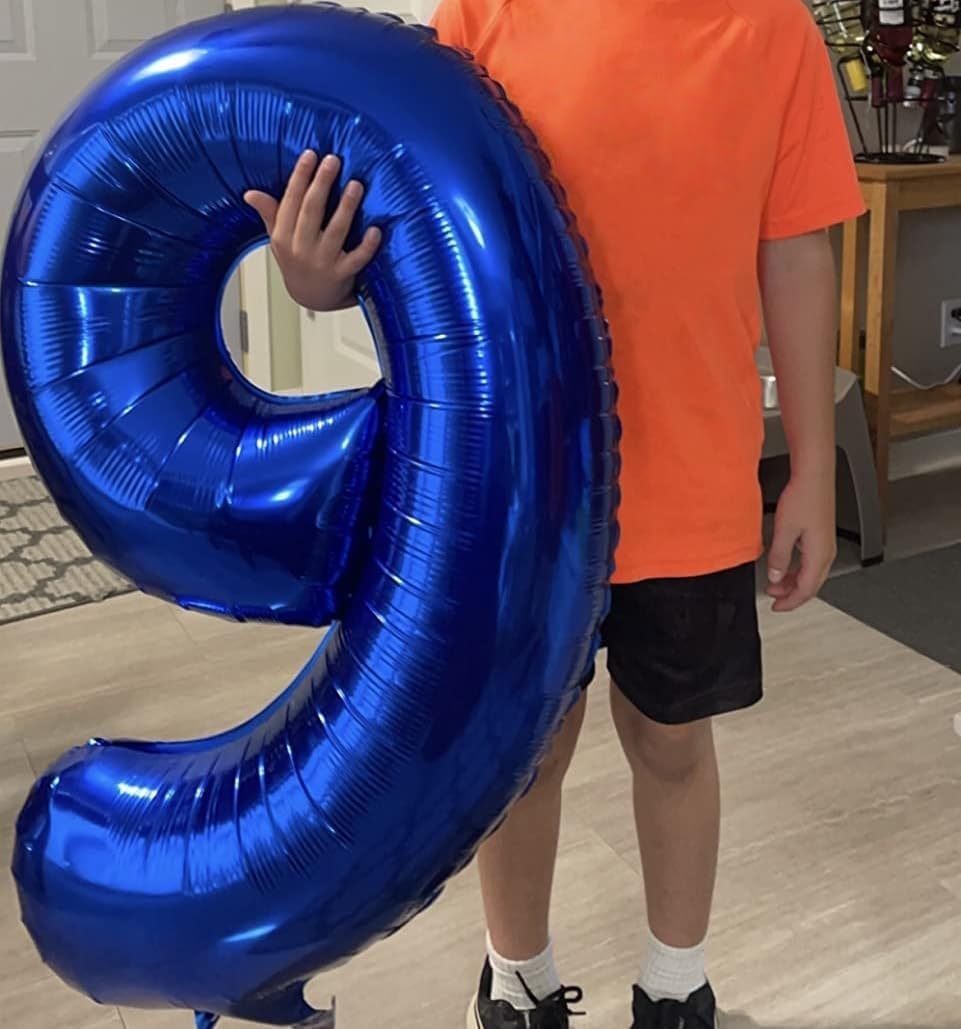 Navy Blue Number 6 Balloon, 40In Large Royal Blue Foil Number Balloons Set 0-9 for Men, Self