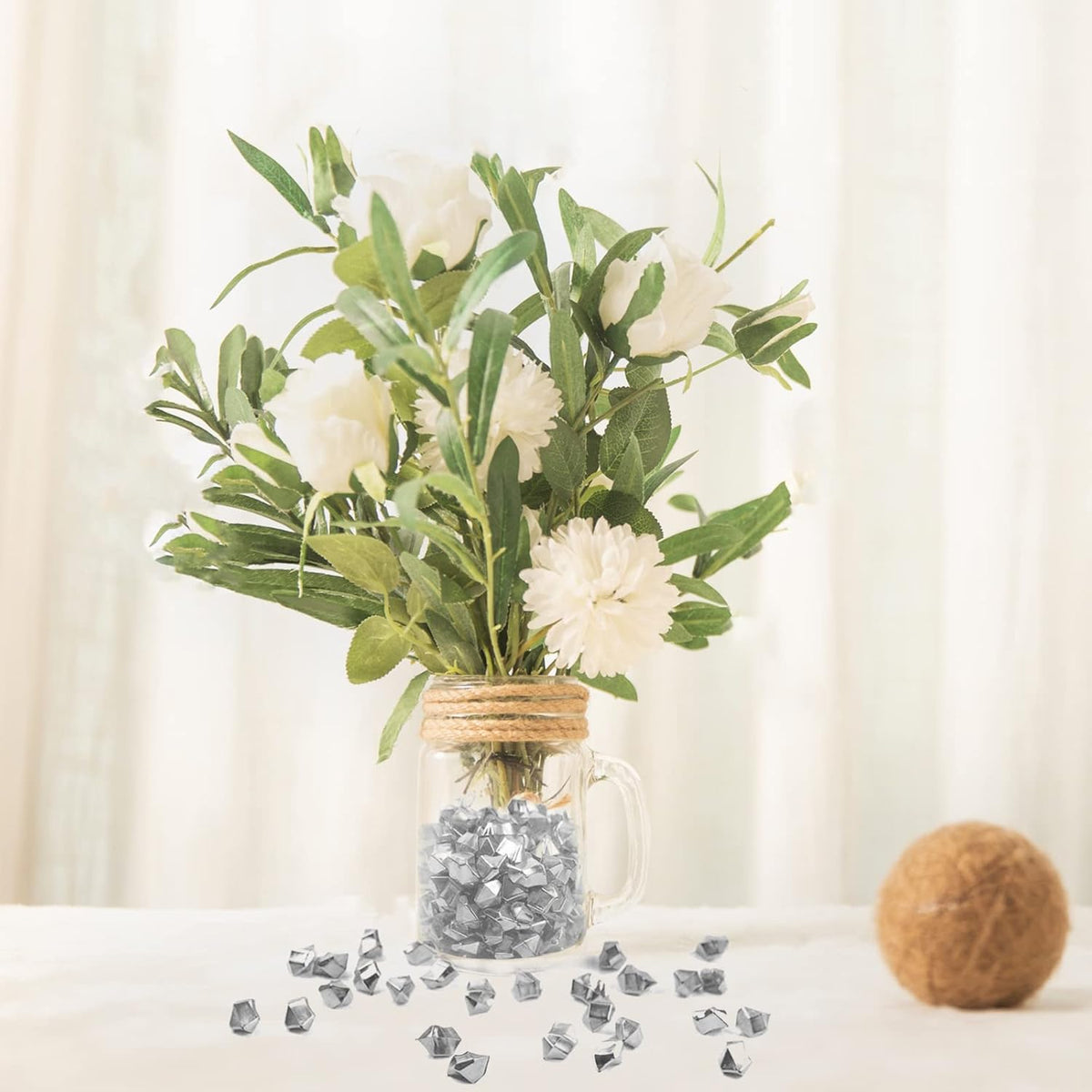 Fake Crushed Ice Cubes, Vase Fillers, 11 * 14 mm 650 pcs Reusable Fake Ice Cubes Artificial Acrylic
