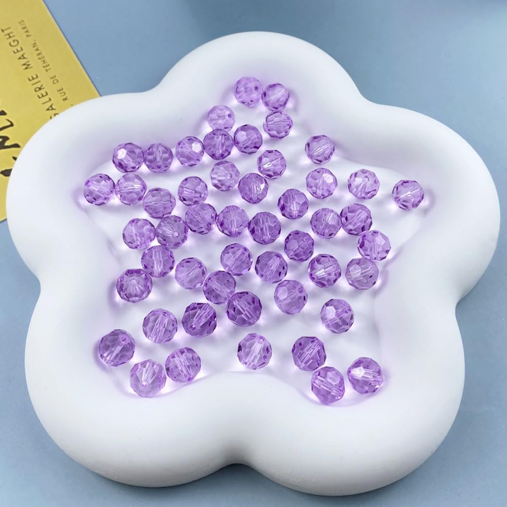 200 PCS 6mm Crystal Glass Beads Round Multiple Faceted Loose Spacer Glass Beads for DIY Handcrafte