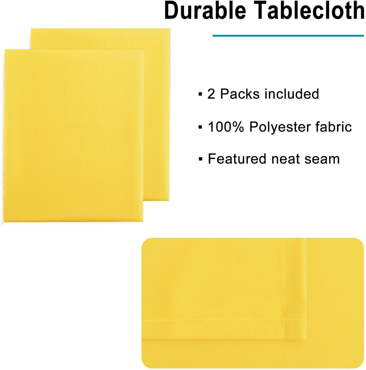 Hiasan 2 Pieces Yellow Rectangle Tablecloth - Spillproof and Waterproof Washable Table Cloth for