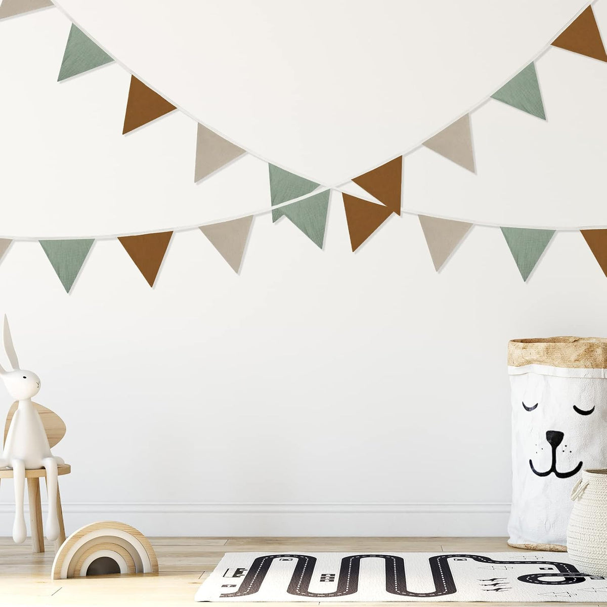 Oudain 15.5 ft Pennant Banner Flags, 2 Pcs Nursery Garland Triangle Bunting Flag Baby Banner for