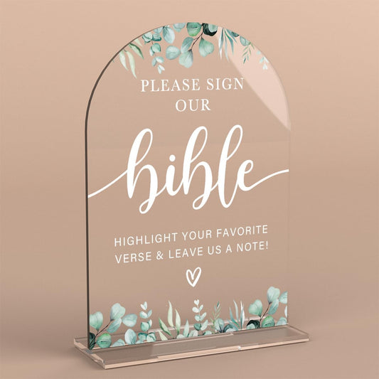 Acrylic Wedding Sign Please Sign Our Bible Signs for Ceremony Modern Calligraphy Arch Acrylic Table