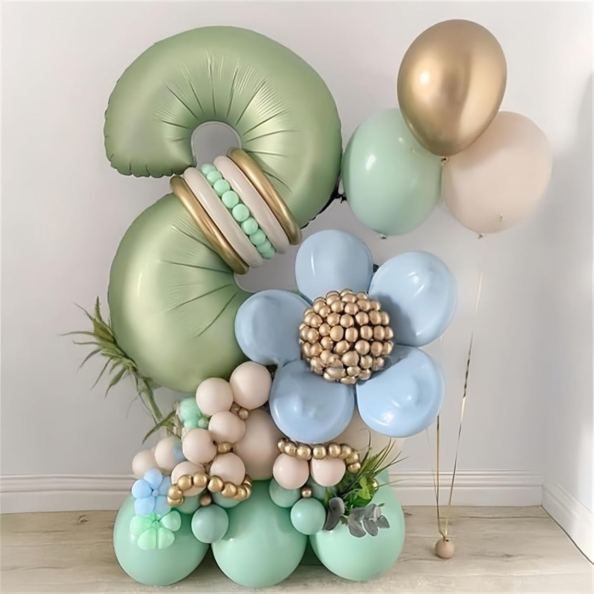 40" Balloon Number 2 Sage Green, Large Foil Number Balloons Set 0-9, Olive Green 2 Helium Balloons