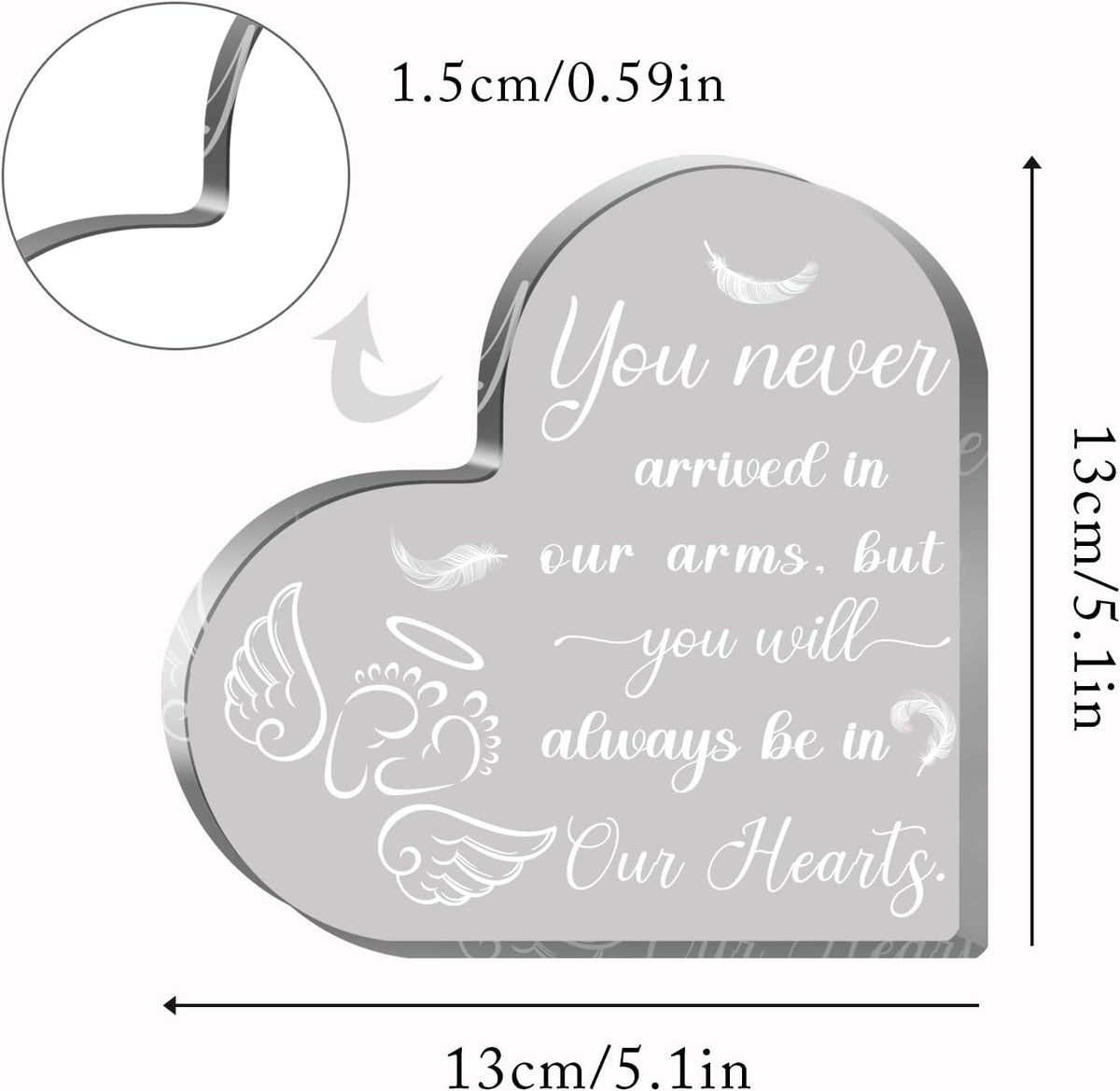 Miscarriage Gifts for Mothers, Acrylic Heart Paperweight Keepsake, Infant Loss Sympathy Gift, Loss