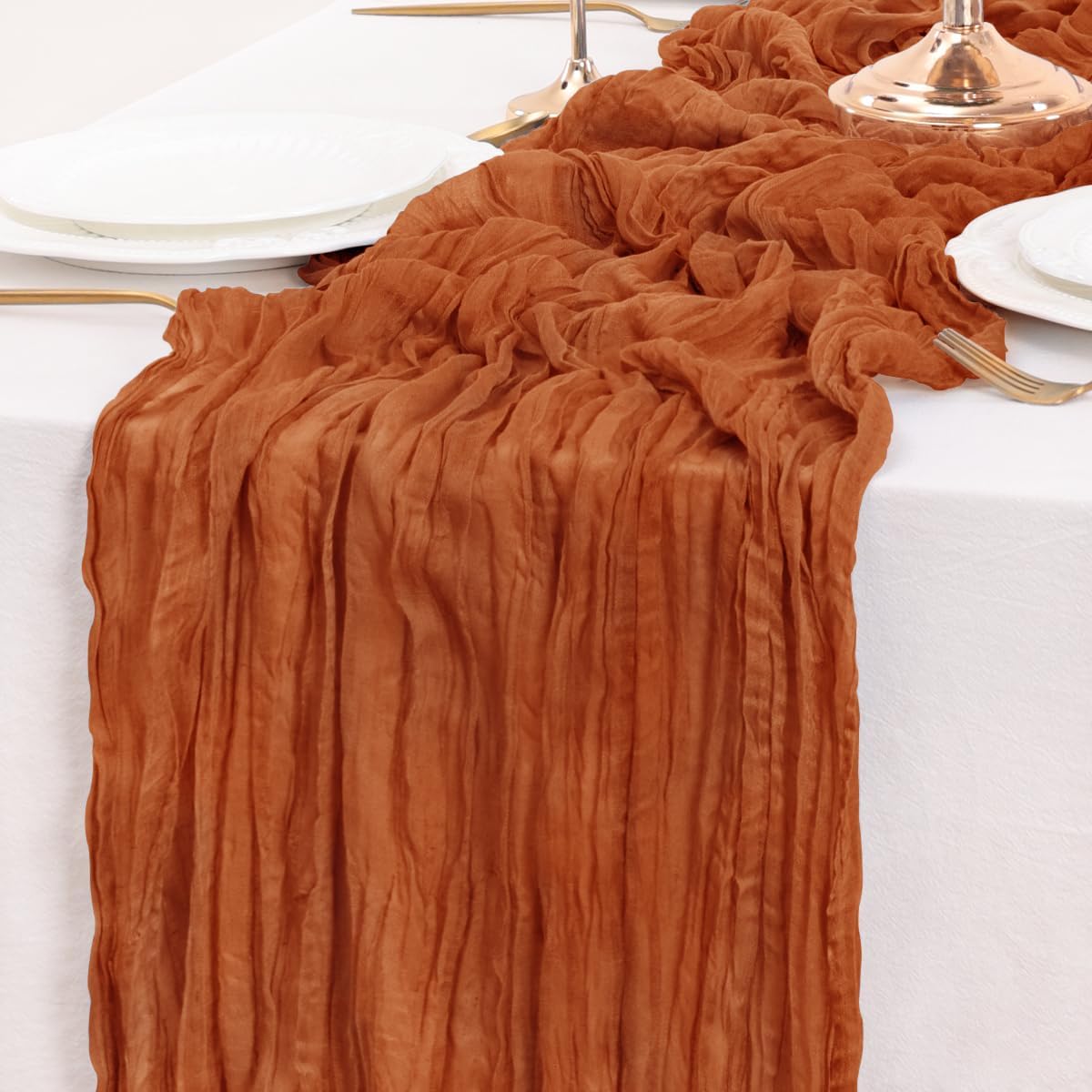 Terracotta Table Runner Cheesecloth Table Runner 10FT Farmhouse Table Runners 120 Inches Fall Table