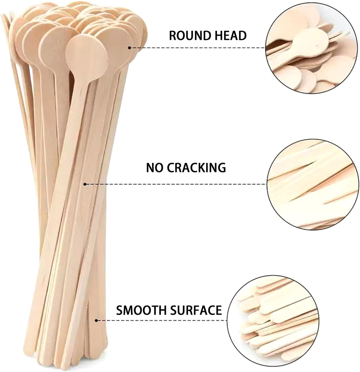 200Pcs Coffee Stirrers- 5.9 Inch Natural Wooden Coffee Stirrers With Round Ends, Disposable