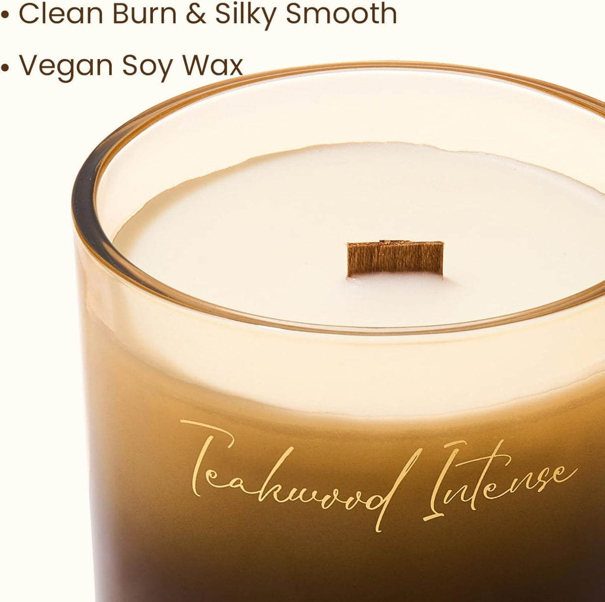 M&SENSE 16.6oz Natural Soy Large Jar Candle with Wooden Wick | Teakwood Intense Scent | 95-Hour