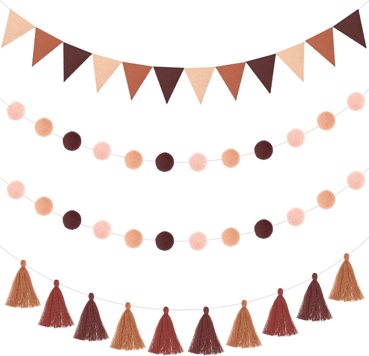 Irenare 9.8 ft Pom Pom Garland Felt Colorful Tassel Banner Christmas Party Pompoms Garland