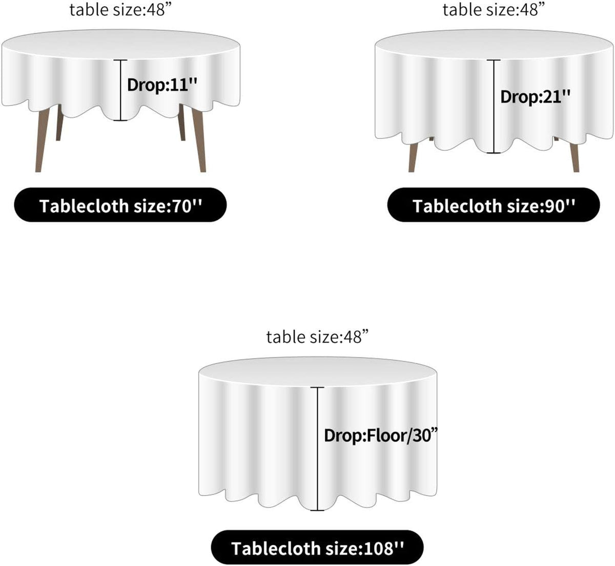 Ascoza 2pack 70 Inch Willow Round Tablecloth in Washable Polyester Fabric for