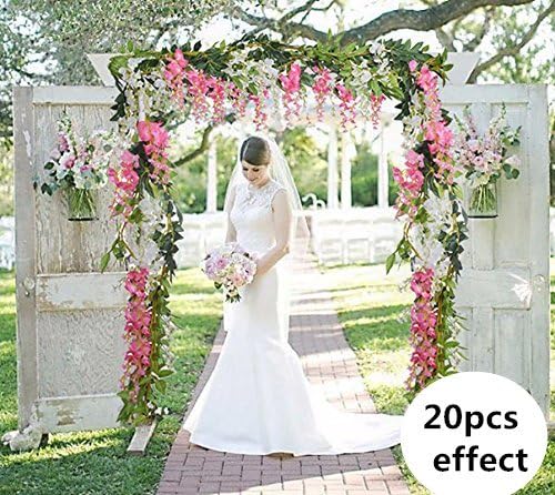 DearHouse 4Pcs 6.6Ft/Piece Artificial Flowers Silk Wisteria Garland Artificial Wisteria Vine Rattan