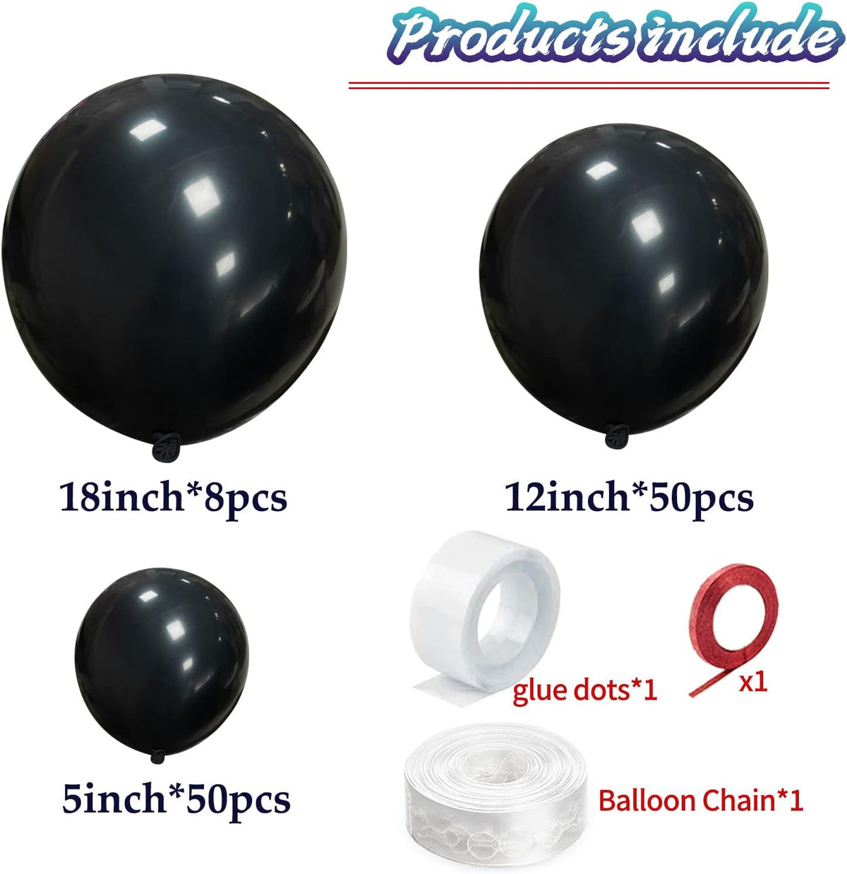 KAWKALSH Black Balloon Arch Kit 111Pcs 18 12 5 Inch Latex Party Balloons Garland for Birthday Baby